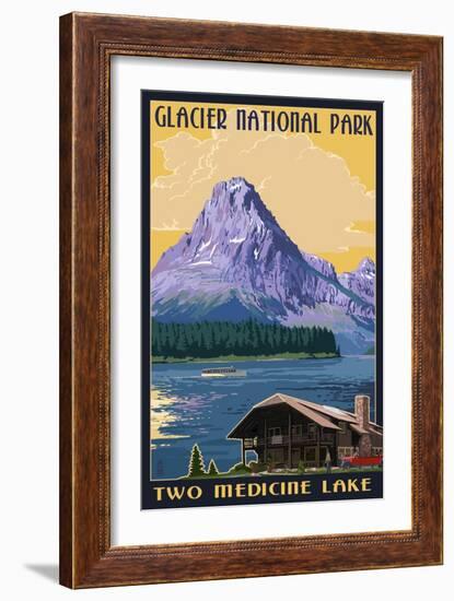 Two Medicine Lake - Glacier National Park, Montana-Lantern Press-Framed Art Print