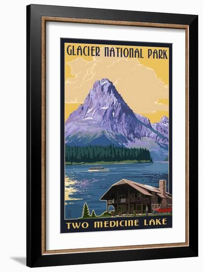 Two Medicine Lake - Glacier National Park, Montana-Lantern Press-Framed Art Print