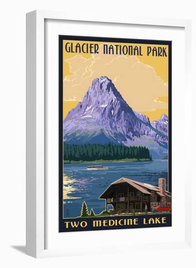 Two Medicine Lake - Glacier National Park, Montana-Lantern Press-Framed Art Print