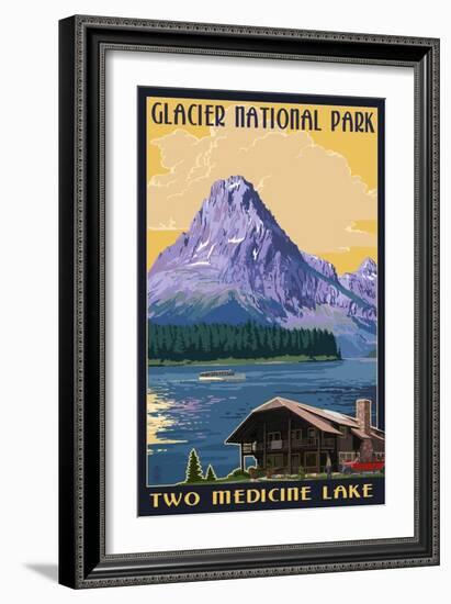 Two Medicine Lake - Glacier National Park, Montana-Lantern Press-Framed Art Print