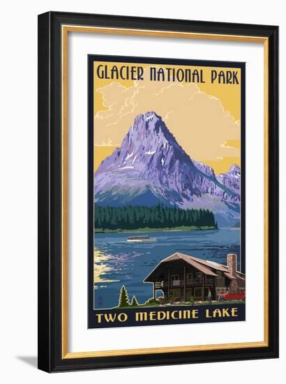 Two Medicine Lake - Glacier National Park, Montana-Lantern Press-Framed Art Print