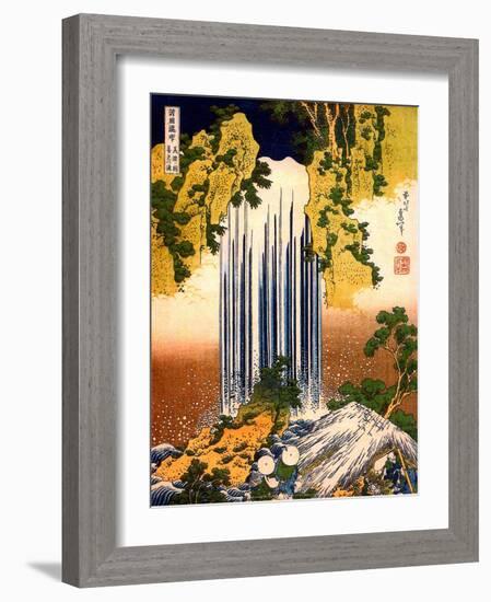 Two Men Admiring Yoro Waterfall, 1832-Katsushika Hokusai-Framed Art Print