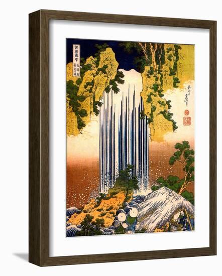 Two Men Admiring Yoro Waterfall, 1832-Katsushika Hokusai-Framed Art Print