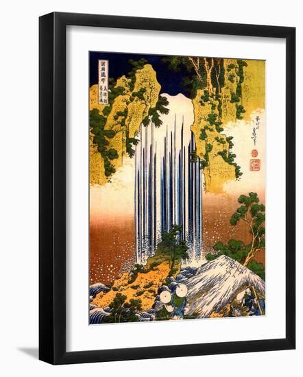 Two Men Admiring Yoro Waterfall, 1832-Katsushika Hokusai-Framed Art Print