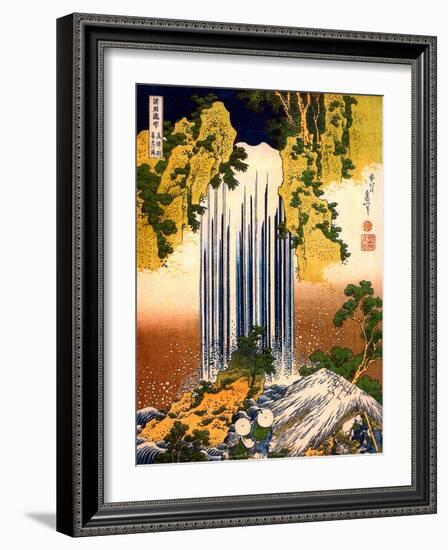 Two Men Admiring Yoro Waterfall, 1832-Katsushika Hokusai-Framed Art Print