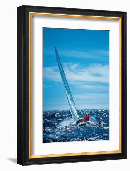 Two Men And A Sail Boat-null-Framed Art Print