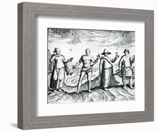 Two Men and Two Women from 'India Orientalis', 1598-Theodore de Bry-Framed Giclee Print