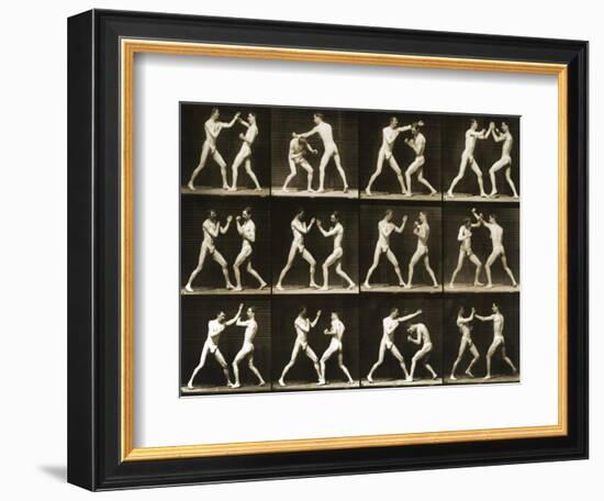 Two Men Boxing, from the 'Animal Locomotion; Series, C.1881-Eadweard Muybridge-Framed Photographic Print