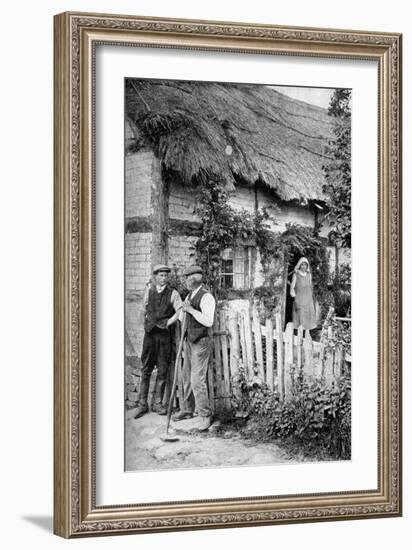 Two Men Chatting Outside a Cottage, Near Lucton, Herefordshire, C1922-AW Cutler-Framed Giclee Print