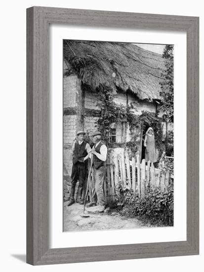 Two Men Chatting Outside a Cottage, Near Lucton, Herefordshire, C1922-AW Cutler-Framed Giclee Print