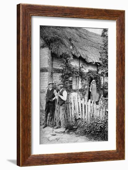 Two Men Chatting Outside a Cottage, Near Lucton, Herefordshire, C1922-AW Cutler-Framed Giclee Print