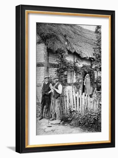 Two Men Chatting Outside a Cottage, Near Lucton, Herefordshire, C1922-AW Cutler-Framed Giclee Print