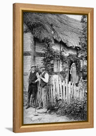 Two Men Chatting Outside a Cottage, Near Lucton, Herefordshire, C1922-AW Cutler-Framed Premier Image Canvas