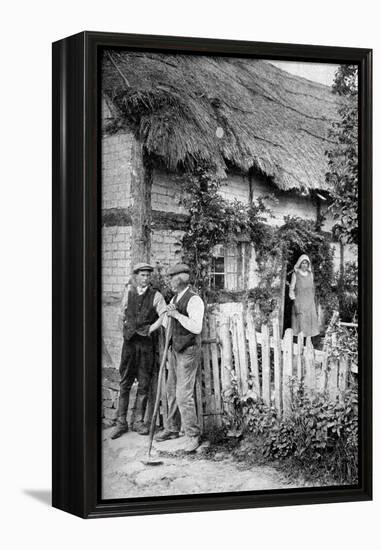 Two Men Chatting Outside a Cottage, Near Lucton, Herefordshire, C1922-AW Cutler-Framed Premier Image Canvas