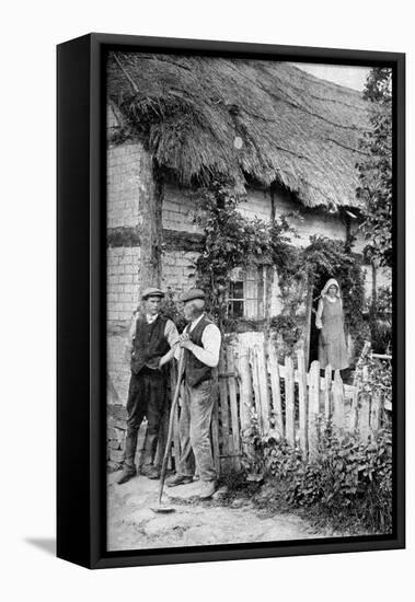 Two Men Chatting Outside a Cottage, Near Lucton, Herefordshire, C1922-AW Cutler-Framed Premier Image Canvas