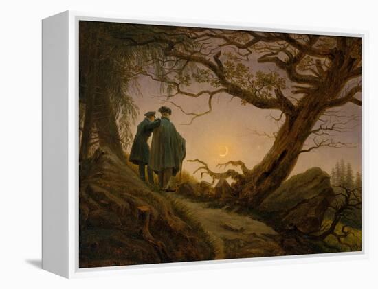 Two Men Contemplating the Moon, c.1825–30-Caspar David Friedrich-Framed Premier Image Canvas