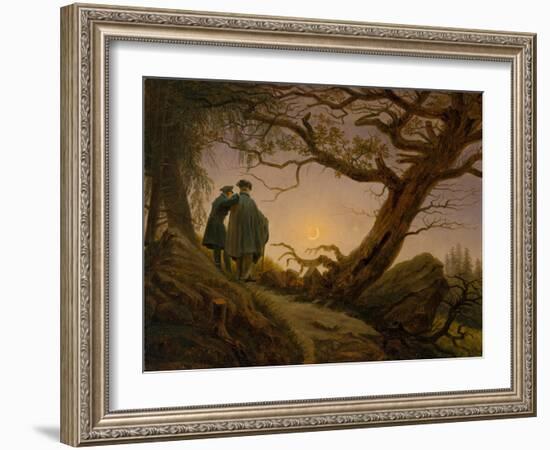 Two Men Contemplating the Moon, c.1825–30-Caspar David Friedrich-Framed Giclee Print