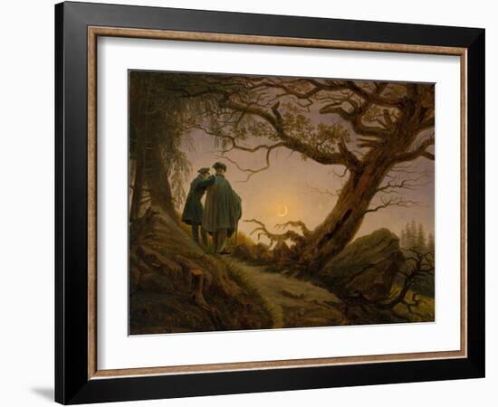 Two Men Contemplating the Moon, c.1825–30-Caspar David Friedrich-Framed Giclee Print