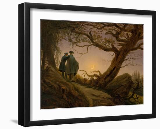 Two Men Contemplating the Moon, c.1825–30-Caspar David Friedrich-Framed Giclee Print