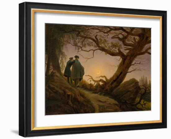 Two Men Contemplating the Moon, c.1825–30-Caspar David Friedrich-Framed Giclee Print