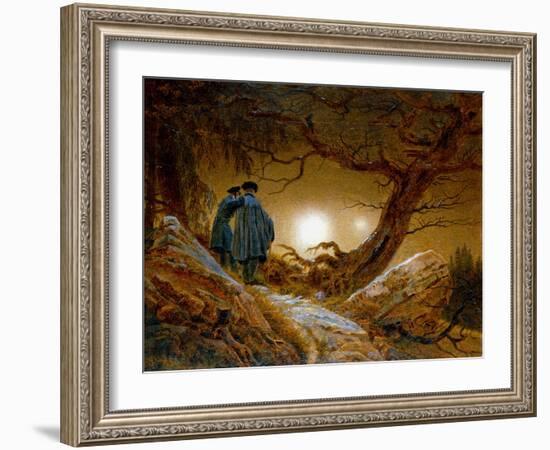 Two Men Contemplating the Moon, C1825-1830-Caspar David Friedrich-Framed Giclee Print