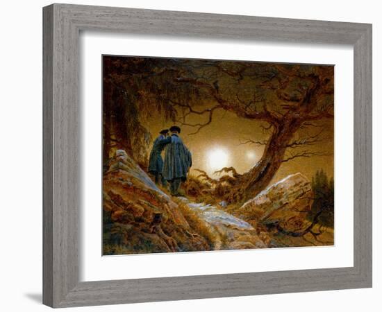 Two Men Contemplating the Moon, C1825-1830-Caspar David Friedrich-Framed Giclee Print