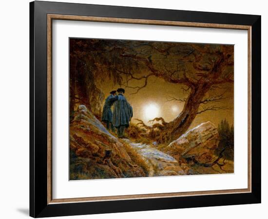 Two Men Contemplating the Moon, C1825-1830-Caspar David Friedrich-Framed Giclee Print