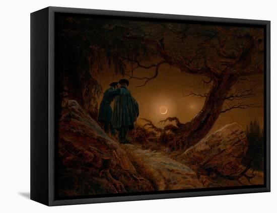 Two Men Contemplating the Moon, Ca 1820-Caspar David Friedrich-Framed Premier Image Canvas