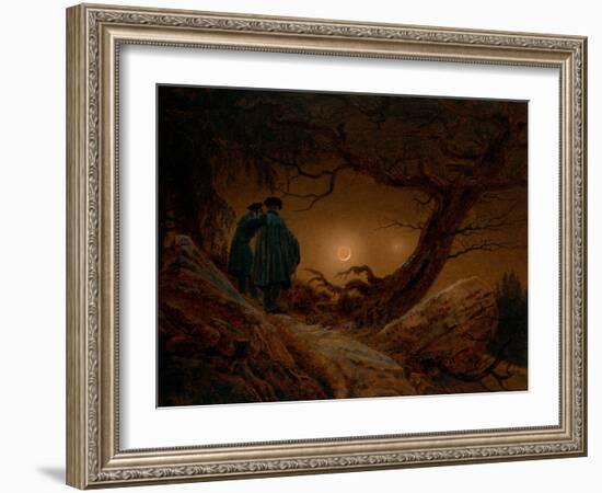 Two Men Contemplating the Moon, Ca 1820-Caspar David Friedrich-Framed Giclee Print