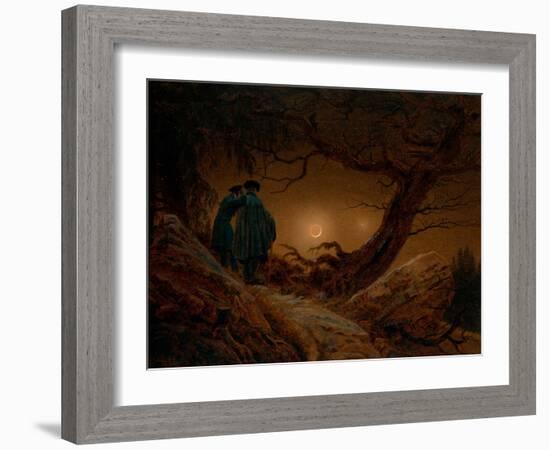 Two Men Contemplating the Moon, Ca 1820-Caspar David Friedrich-Framed Giclee Print