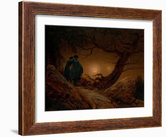 Two Men Contemplating the Moon, Ca 1820-Caspar David Friedrich-Framed Giclee Print