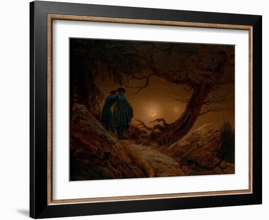 Two Men Contemplating the Moon, Ca 1820-Caspar David Friedrich-Framed Giclee Print