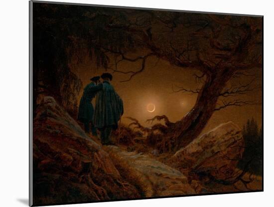 Two Men Contemplating the Moon, Ca 1820-Caspar David Friedrich-Mounted Giclee Print