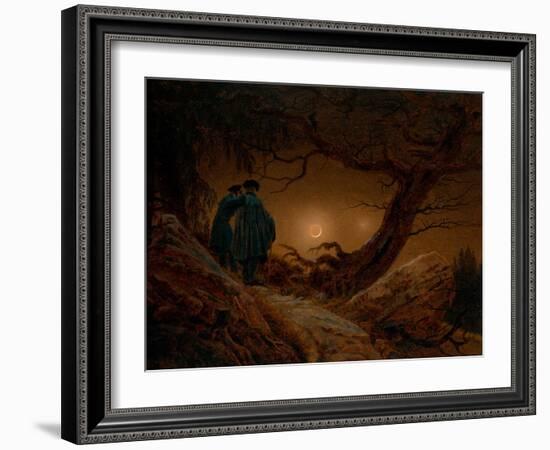 Two Men Contemplating the Moon, Ca 1820-Caspar David Friedrich-Framed Giclee Print