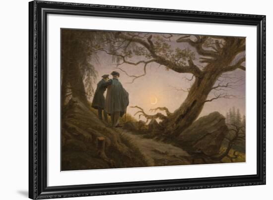 Two Men Contemplating the Moon-Caspar David Friedrich-Framed Art Print