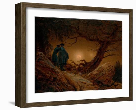 Two Men Contemplating the Moon-Caspar David Friedrich-Framed Giclee Print
