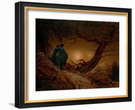 Two Men Contemplating the Moon-Caspar David Friedrich-Framed Giclee Print