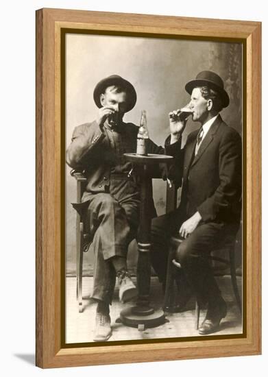 Two Men Drinking Beer-null-Framed Stretched Canvas