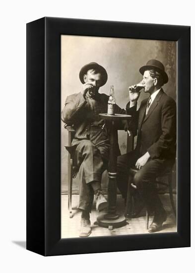 Two Men Drinking Beer-null-Framed Stretched Canvas