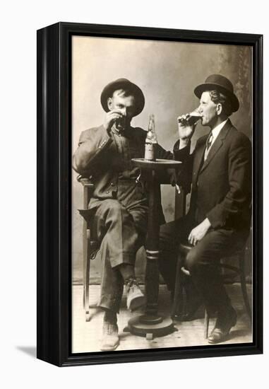 Two Men Drinking Beer-null-Framed Stretched Canvas