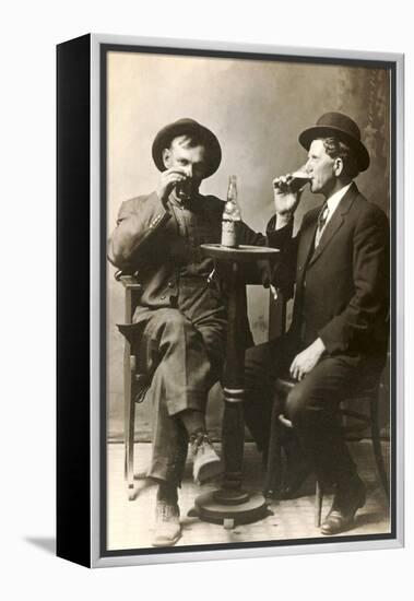 Two Men Drinking Beer-null-Framed Stretched Canvas