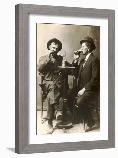 Two Men Drinking Beer-null-Framed Art Print