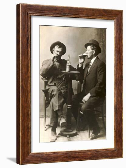 Two Men Drinking Beer-null-Framed Art Print