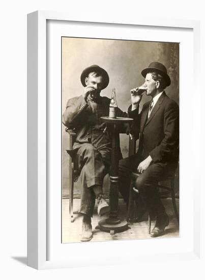 Two Men Drinking Beer-null-Framed Art Print