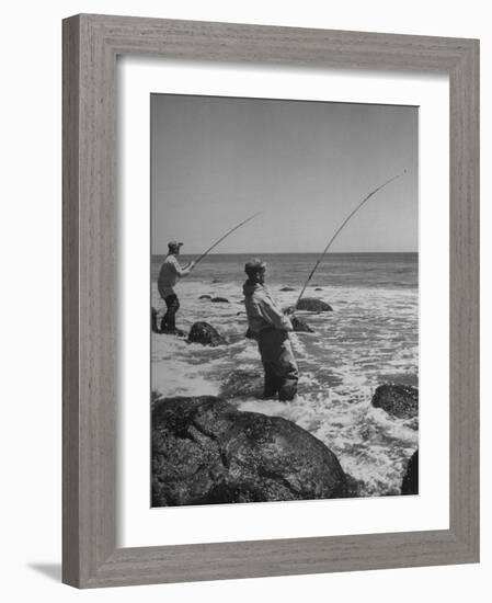 Two Men Fishing Off Montauk Point-Alfred Eisenstaedt-Framed Photographic Print