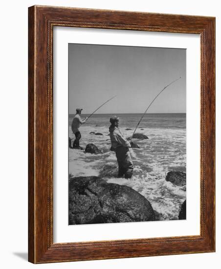 Two Men Fishing Off Montauk Point-Alfred Eisenstaedt-Framed Photographic Print