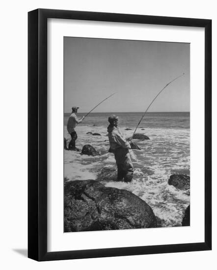 Two Men Fishing Off Montauk Point-Alfred Eisenstaedt-Framed Photographic Print