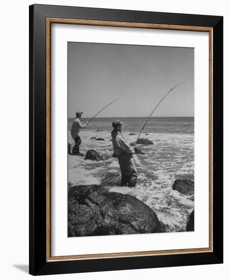 Two Men Fishing Off Montauk Point-Alfred Eisenstaedt-Framed Photographic Print