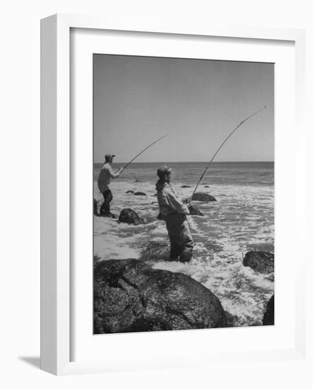 Two Men Fishing Off Montauk Point-Alfred Eisenstaedt-Framed Photographic Print