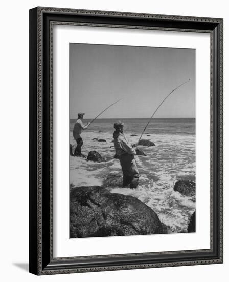 Two Men Fishing Off Montauk Point-Alfred Eisenstaedt-Framed Photographic Print